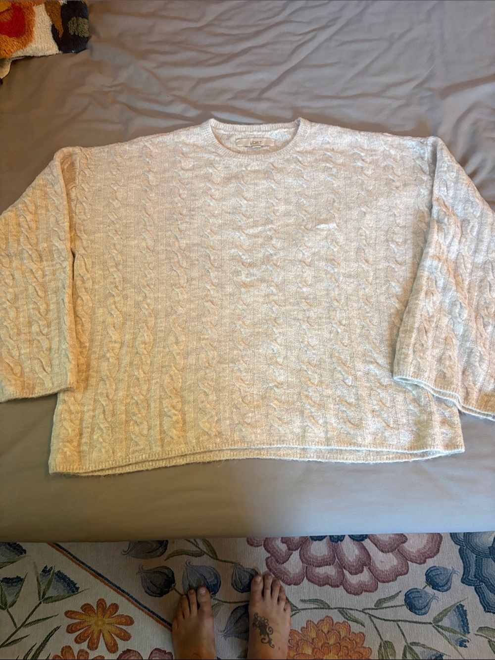 NWOT LOFT Cable-Knit Crewneck Sweater